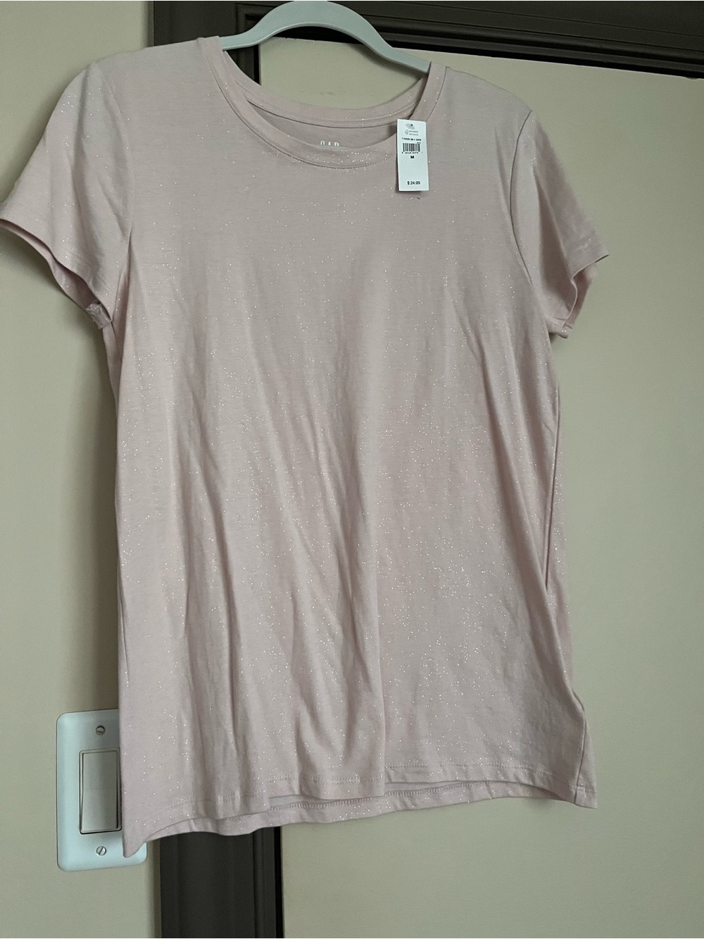 GAP Pale Pink Sparkle Short Sleeve Tee